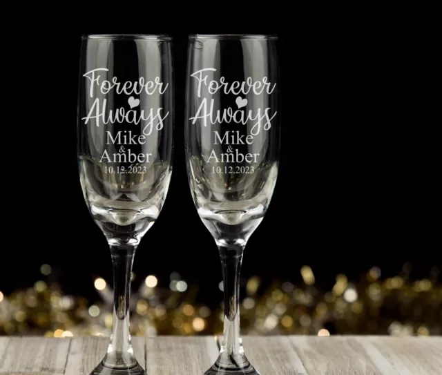 Personalized set of 2 Champagne Glass for Bride & Groom,Flutes, wedding Glasses