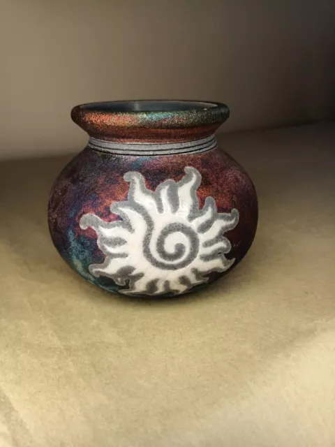 RAKU Studio Art Pottery Jar Iridescent Earth & Fire Jeremy Diller Southwest Sun