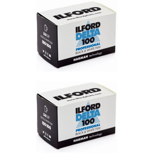 2 Rolls Ilford Delta 100 Professional 36 exp Black & White 35mm Film