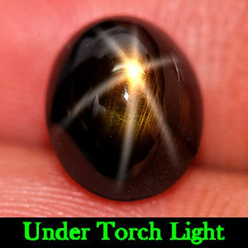 Certified 6 Ray Golden Star Sapphire 4.44 Ct. Oval Cabochon Natural Gem Thailand
