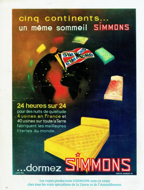 Publicité Advertising 099  1963  Simmons    spécialiste literie ameublement