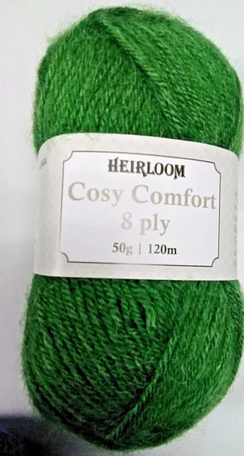 Heirloom Cosy Comfort 8 ply - Assorted Colours 50 G Wool Silk Alpaca -120 M