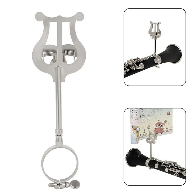 Convenient Silver Finish Portable Pipe Clarinet Sheet Music Clip Stand