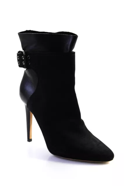 Jimmy Choo Womens Leather Suede Buckle Stiletto Ankle Boots Black Size 36 6