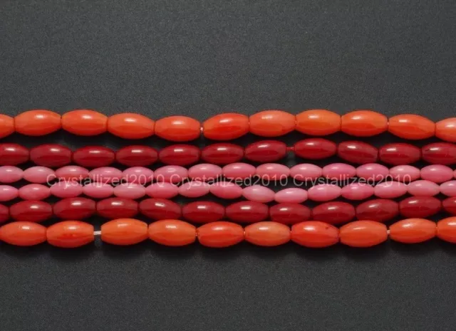 Natural Coral Gemstone Rice Spacer Loose Beads Red Orange Pink 3mm 4mm 6mm 16"