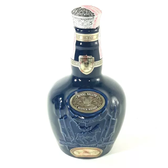 Chivas Brothers Empty Blue Bottle Royal Salute 21 Scotch Whiskey 375ML Wade Engl