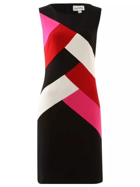 JOSEPH RIBKOFF colourblock red black pink sleeveless pencil dress Size 16 NEW