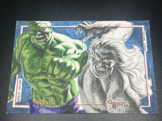 Marvel Greatest Battles Sketch Cards By Matias Streb Hulk Vs Wendigo