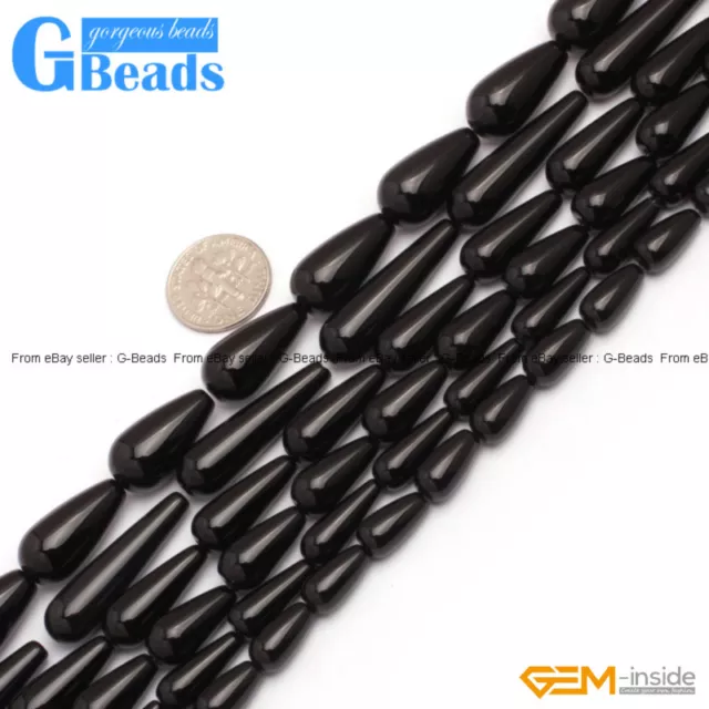 Natural Stone Black Onyx Agate Teardrop Beads For Jewelry Making Free Shipping