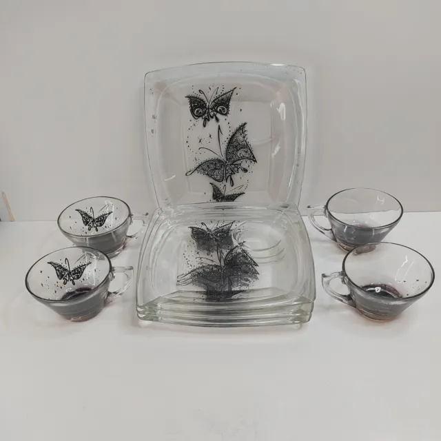 Vintage 8pc Tea Set Glass Butterflys Antique?