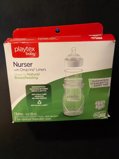 Playtex Drop-Ins Premium Designer Nurser 4 oz - 3 Pk *NEW IN DAMAGED BOX* x1