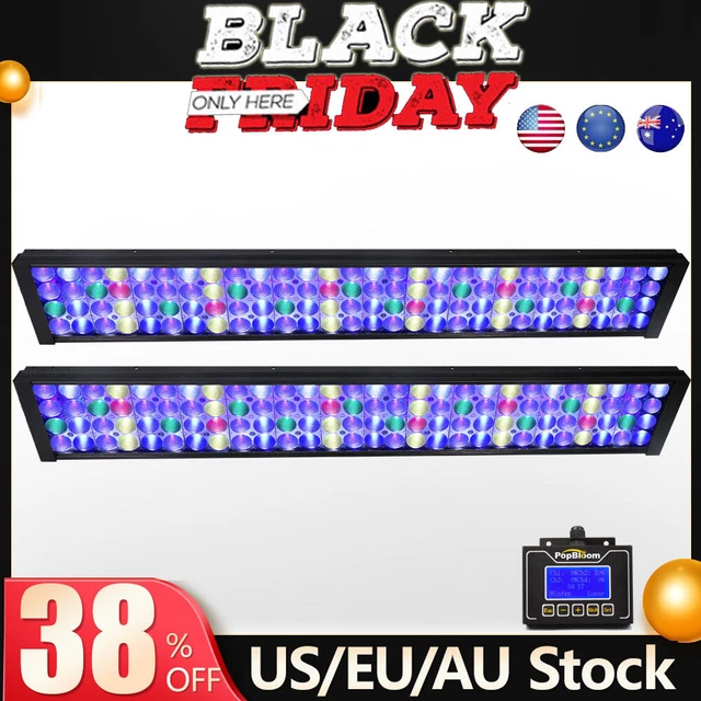 PopBloom LED Aquarium Light Full Spectrum for 36 72" Marine Reef Coral Fish Tank