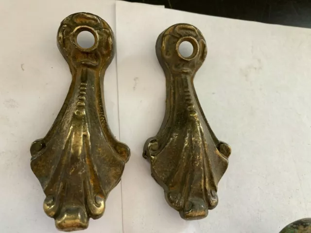 2 Old Cast Brass Art Deco Victorian Sconce Ceiling Pan Light Fixture Arm Parts
