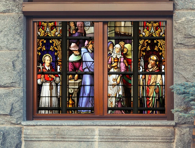 3D Religious Style O20 Window Film Print Sticker Cling Stained Glass UV Block Fa