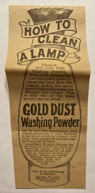 1895 Gold Dust Washing Powder Print Ad N. K. Fairbank Company Chicago P6f