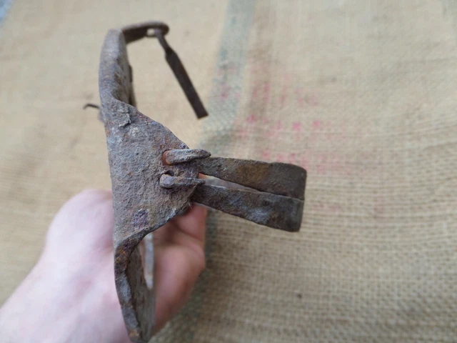 Antique 19Th Century Wrought Iron Animal Trap Blacksmith Hand Forged