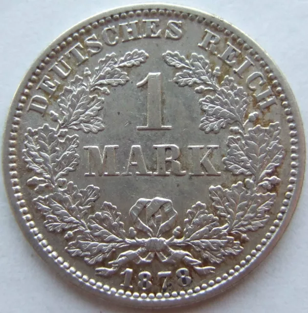 Münze Deutsches Reich Kaiserreich Silber 1 Mark 1878 F in Vorzüglich