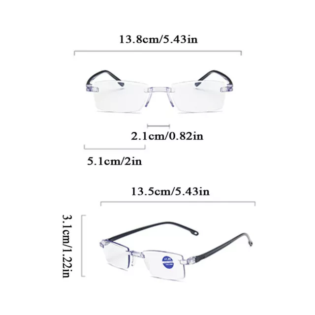 Square Frameless Glasses Anti Blue Light Glasses Reading Glasses Elegant Stylish 3