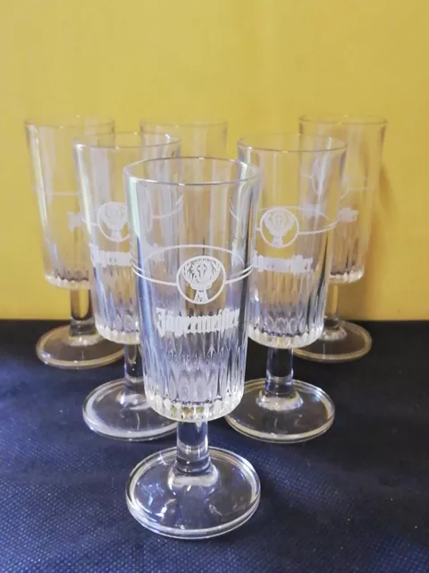 6 Bicchieri Jagermeister Amaro Calice Vintage Anni 80 Vetro Glass