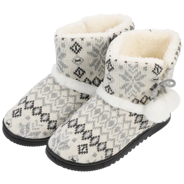 Stivali pantofole in memory foam donna foderati in pelliccia di neve pom Miss uomo cotone morbido