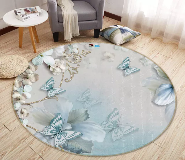 3D Butterfly Petal O1067 Game Rug Mat Round Elegant Photo Carpet Mat Eve 2023