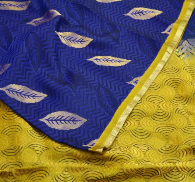 Vintage Saree Pure Silk Hand Woven Indian Sari Craft Fabric Ethnic 5Yard Zari