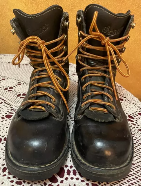 Women's DANNER "Quarry" Black Leather Steel Toe Lace Up Boots 7.5