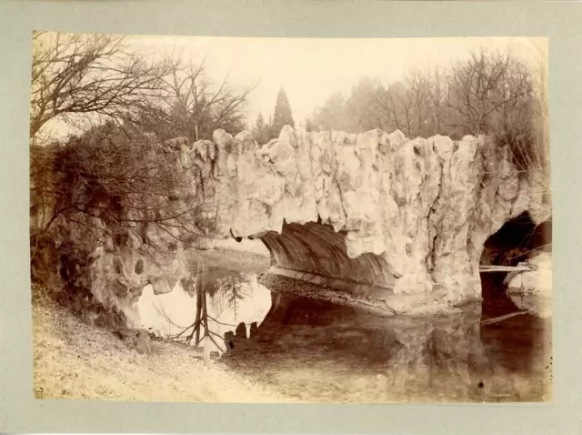 France, Lyon, Parc de la Tête D&#039;Or  Vintage albumen print.  Tirage albumi