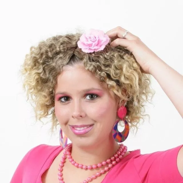 Perücke Cindie mit Blume Cindy Komikerin Kostüm Locken blond Karneval 123517613 2