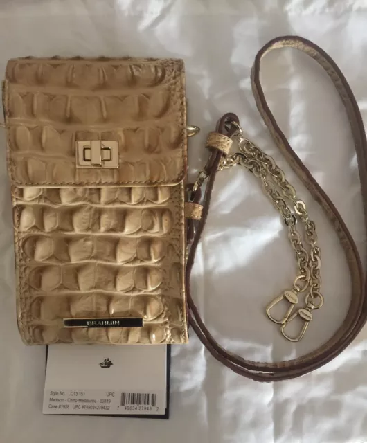 Brahmin Madison Chino Melbourne Croc Embossed Leather Crossbody Phone Case, NWOT