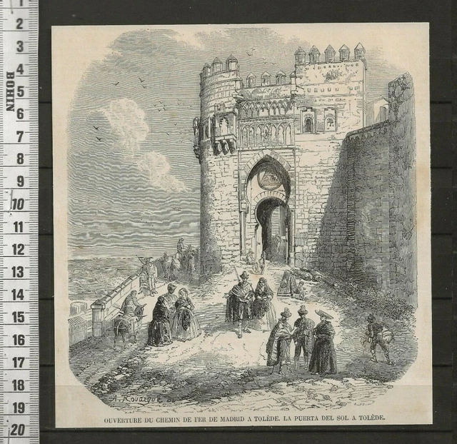 G322 / Gravure 1858 /   Ouverture Du Chemin De Fer De Madrid A  Tolede
