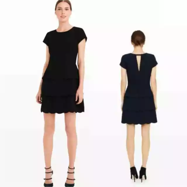 Club Monaco Black Colby Scalloped Dress Womens Size 8