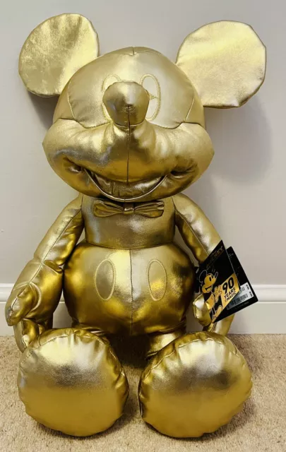 Disney Store Large Gold 90th Anniversary Mickey Mouse Plush / Soft Toy - BNWT