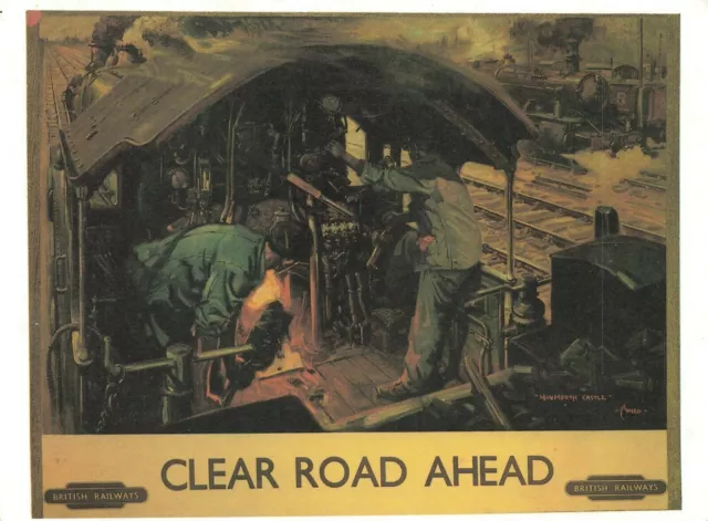 Vintage Repro Travel Poster Postcard, Clear Road Ahead, British Railways JH9