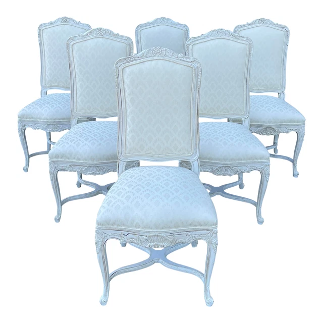 Vintage Italian Made Country French Carved Dining Chairs - Set of 6