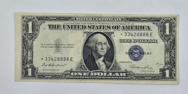 STAR Note 1935-E $1 Dollar Bill Silver Certificate NICE CONDITION!!! ERROR?