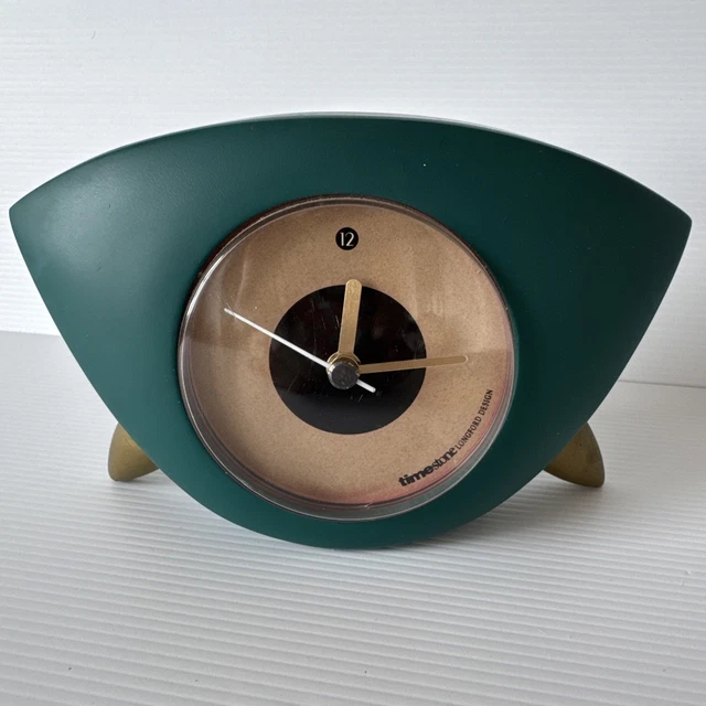 VINTAGE TIMESTONE LONGFORD Design Green Table Clock MCM Mid Century ...