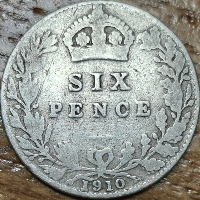 1910 King Edward VII Silver Sixpence tanner 6d, Great Condition, 2.6 grams