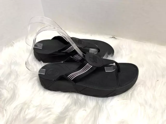 Fitflop Womens Sz 8 Black Flip Flop Sandals Slip On Thongs Wedge