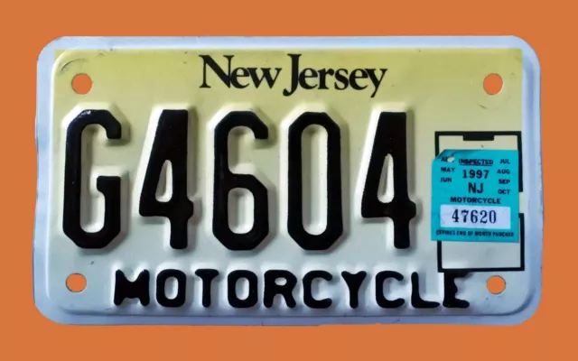 1997 New Jersey Motorcycle Cycle License Plate " G 4604 " Nj  Goldfinch Reflect