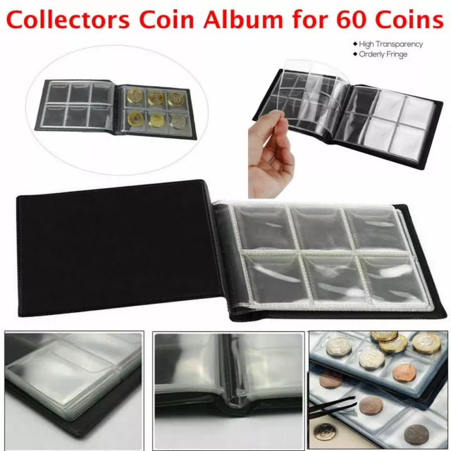 60-96 Coin Collection Album Coins Penny Money Storage Case Holder Folder Book UK