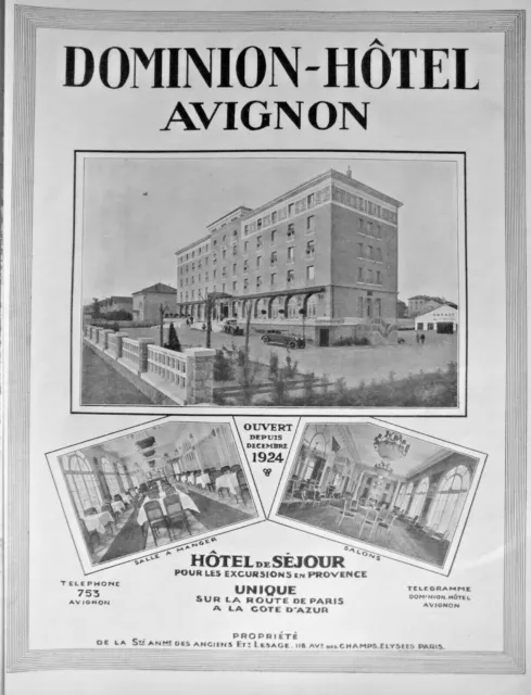 1925 Dominion Hotel Avignon Holiday Hotel Press Advertisement