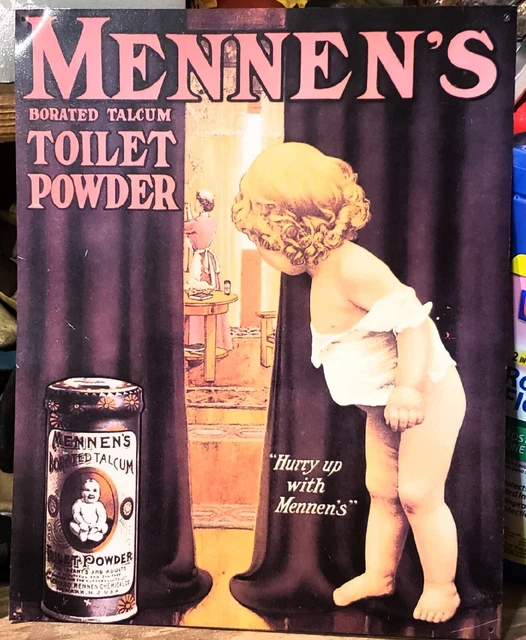 Mennens Borated Talcum Toilet Powder Tin Sign 14.75"x11.75"