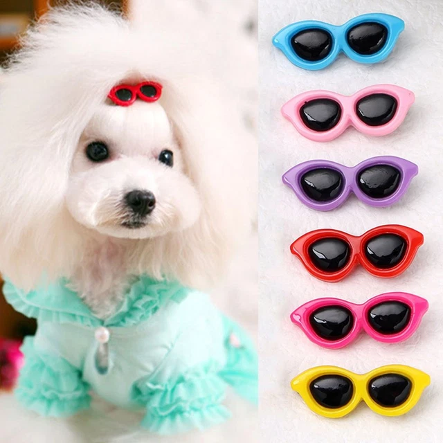 Hermosos clips para el pelo en forma de corazón para perro gato horquillas gafas de sol barrette para el pelo