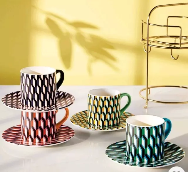 DVF x Target Diane Von Furstenberg Arrow Geo Mug Drinkware Set W/Saucers & Stand