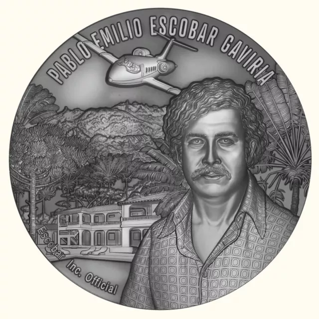 2023 Pablo Escobar 30th Ann. 2oz Silver Antiqued High Relief Coin Mintage of 500