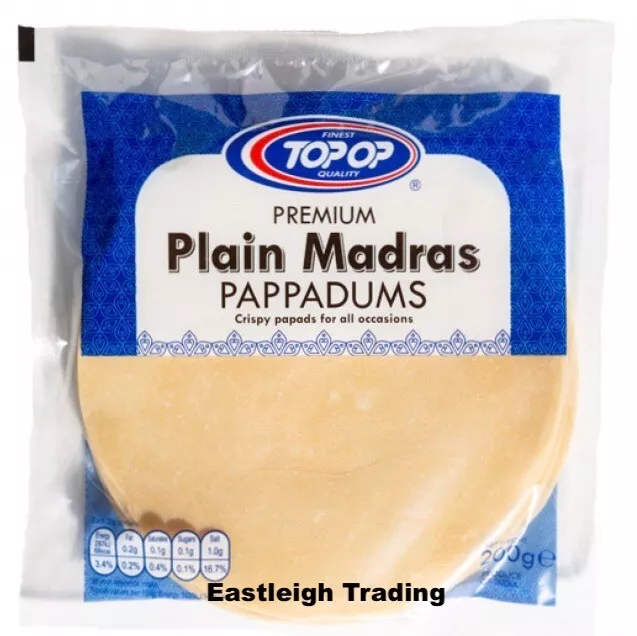 *Buy 4 Get 1 Free* 1 X 200G Pack Madras Plain Papads Papadum Poppadum Papad