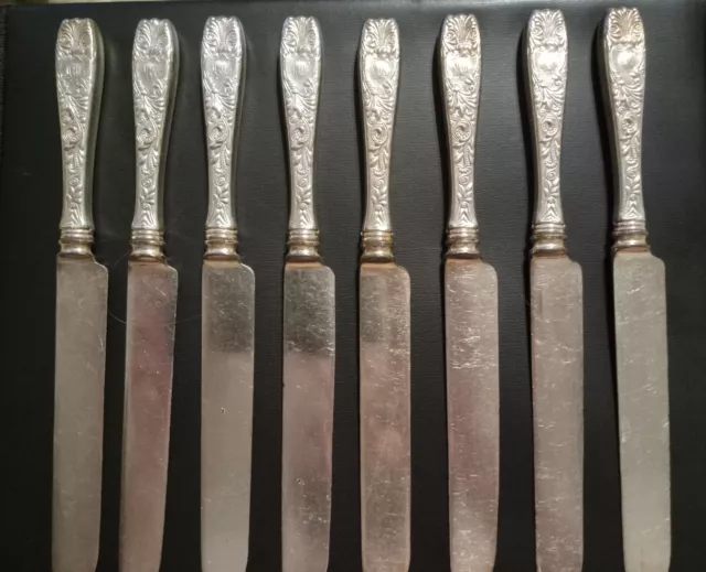 Gorham Silverplate set of 8 Knifes Royal c. 1888 monogrammed