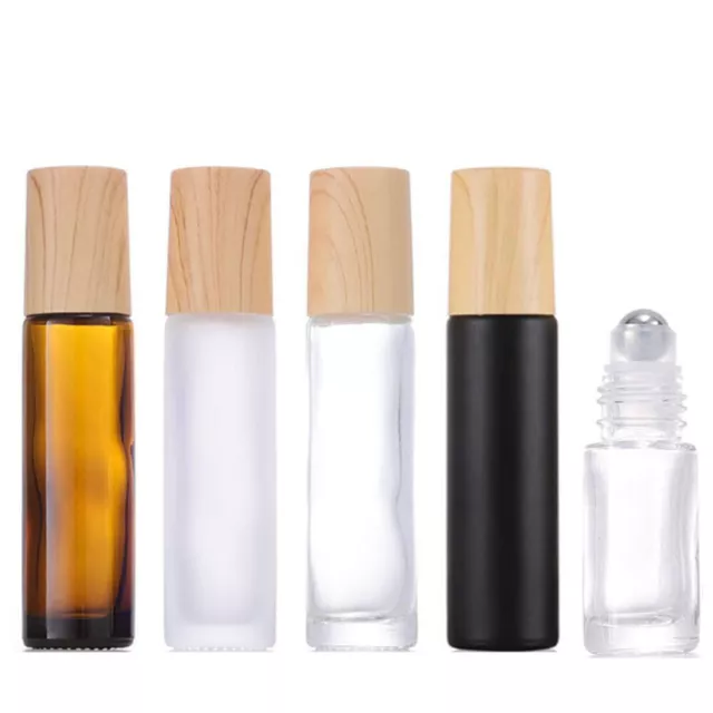 5ml 10ml Glass Roll On Bottles Roller Ball Essential Oils Perfume Wood Look Lid