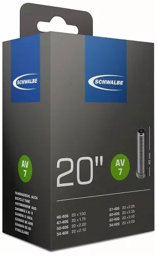 Dein Schwalbe Chambre à Air Vélo Av 7 20x1, 50-2, 50 (40/62-406)